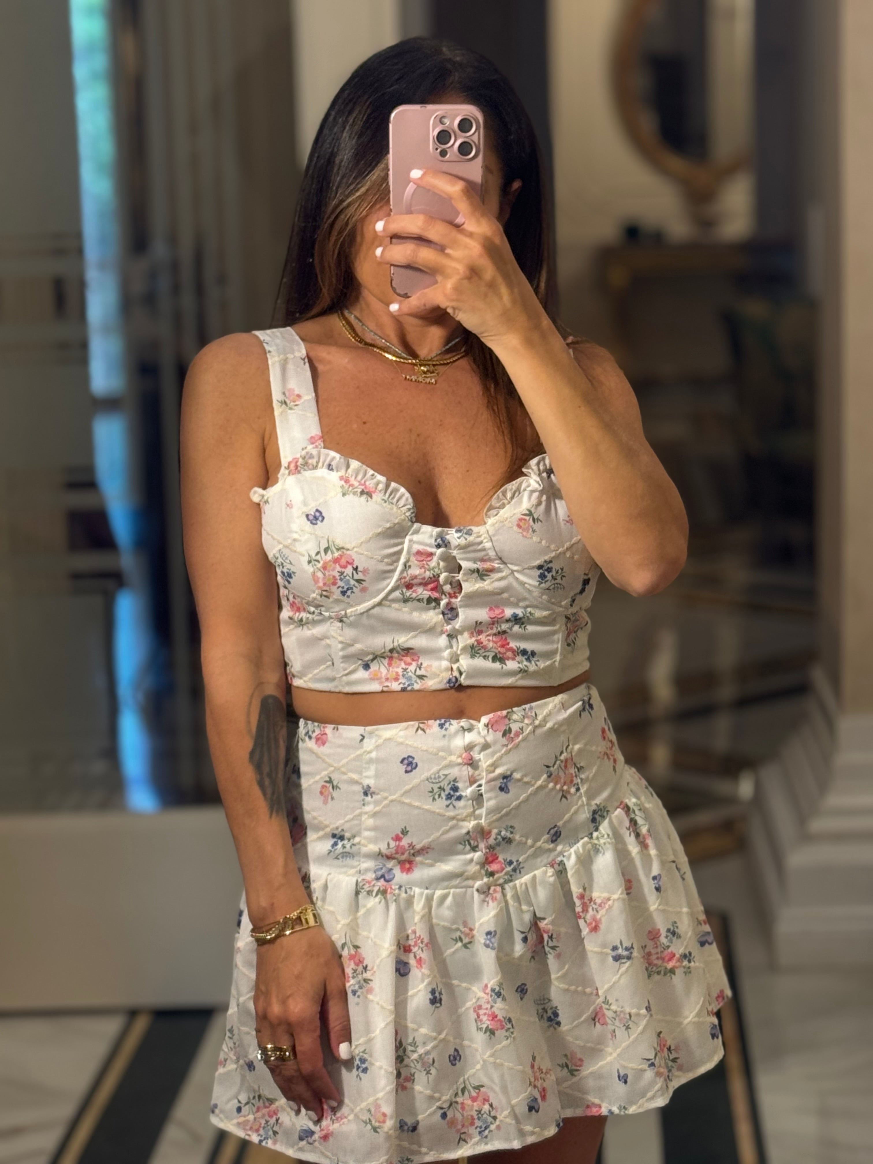 Minigonna White Floral